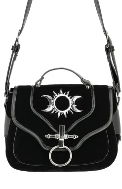 Restyle TRIPLE GODDESS BAG Gothic handbag with crescent moons and sun