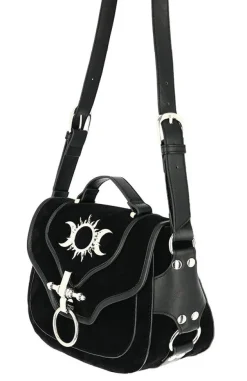 Restyle TRIPLE GODDESS BAG Gothic handbag with crescent moons and sun