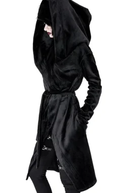 Restyle VELVET REAPER HOODIE, black gothic hoodie with big hood