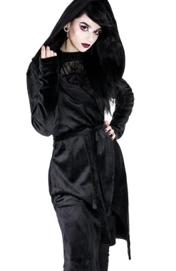Restyle VELVET REAPER HOODIE, black gothic hoodie with big hood