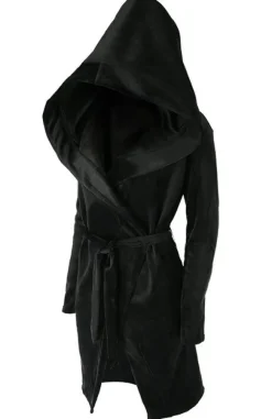 Restyle VELVET REAPER HOODIE, black gothic hoodie with big hood