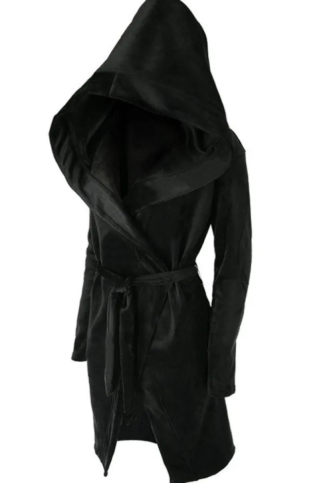 Restyle VELVET REAPER HOODIE, black gothic hoodie with big hood
