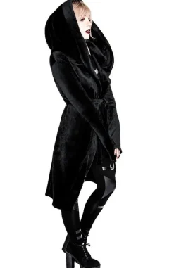 Restyle VELVET REAPER HOODIE, black gothic hoodie with big hood