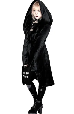 Restyle VELVET REAPER HOODIE, black gothic hoodie with big hood