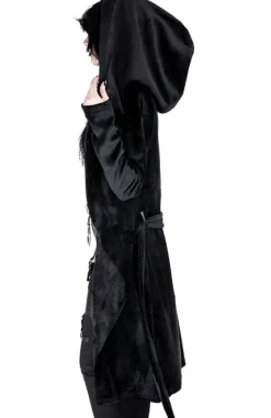 Restyle VELVET REAPER HOODIE, black gothic hoodie with big hood