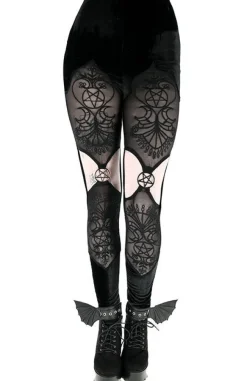 Restyle VELVET VESPER embroidered leggings with pentagrams