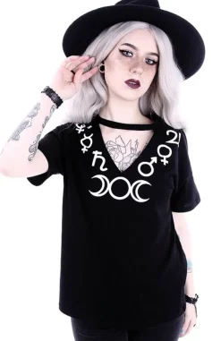 Restyle V-neck with choker Gothic blouse with Moon 