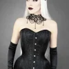 Restyle WH BROCADE OVERBUST Black gothic jacuard hourglass corset