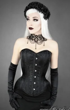Restyle WH BROCADE OVERBUST Black gothic jacuard hourglass corset
