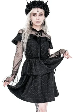 Restyle Zoe Dress Jacquard Ruffled Romantic Dress with crescent